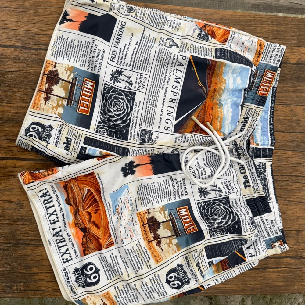 Vintage Newspaper Print Shorts
